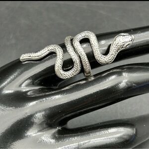 Silver Snake Wrap Ring Size 6.5 Gothic Reptile Serpent Statement Jewelry